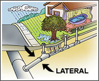 Illustration showing what a sewer lateral is.