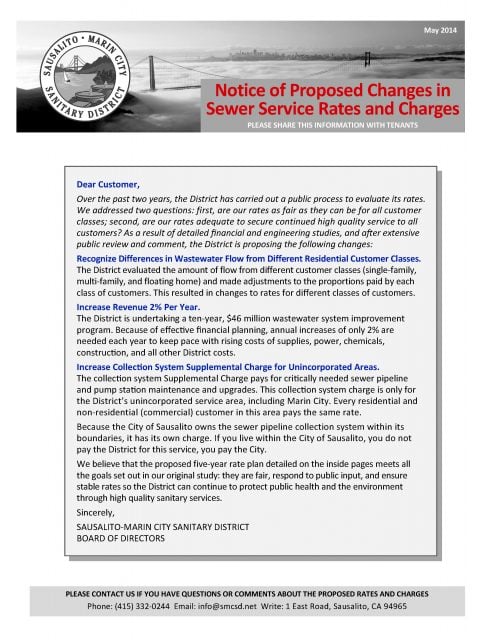 May 2014 Proposition 218 Rate Notice - Page 1